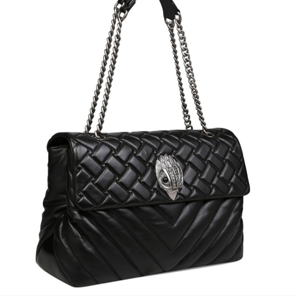 KURT GEIGER Kensington XXL Black Leather Crossbody Bag